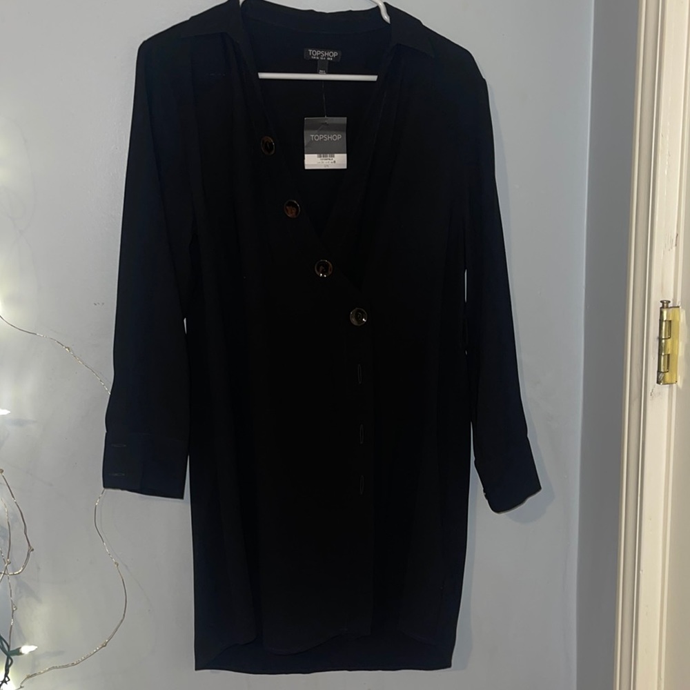 TOPSHOP black mini wrap dress